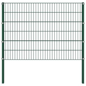 vidaXL Panneau de clôture avec poteaux Fer 1 7 x 1 2 m Vert