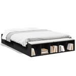 vidaXL Cadre de lit noir 135x190 cm bois d'ingénierie