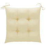 vidaXL Chaises de jardin et coussins blanc crème lot de 3 Teck massif
