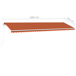 vidaXL Auvent manuel rétractable sur pied 600x350 cm Orange/marron