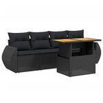 vidaXL Salon de jardin 5 Pièces avec coussins noir résine tressée