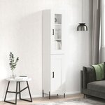 vidaXL Buffet haut Blanc brillant 34 5x34x180 cm Bois d'ingénierie
