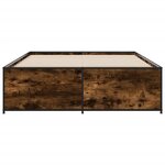 vidaXL Cadre de lit chêne fumé 135x190 cm bois d'ingénierie et métal