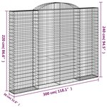vidaXL Paniers à gabions arqués 5 Pièces 300x30x220/240 cm fer galvanisé