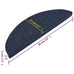 vidaXL Tapis d'escalier autocollants 15 Pièces 56x17x3 cm Bleu