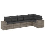 vidaXL Salon de jardin 6 Pièces avec coussins gris résine tressée