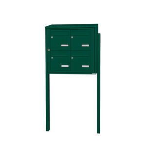 Bloc collectif Leabox 2x2 grade 3 simple face extérieur fixation sur pieds à sceller vert mousse ral 6005 finition brillante