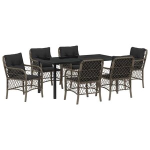 vidaXL Ensemble de salle à manger pour jardin 7 Pièces Gris Poly rotin