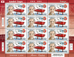 Feuille de 12 timbres - André Japy - Lettre Internationale