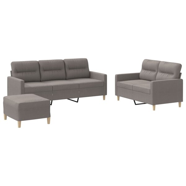 vidaXL Ensemble de canapés 3 Pièces avec coussins Taupe Tissu