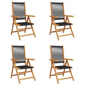 vidaXL Chaises inclinables de jardin lot de 4 noir bois massif acacia