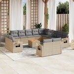 vidaXL Salon de jardin avec coussins 14 Pièces beige résine tressée