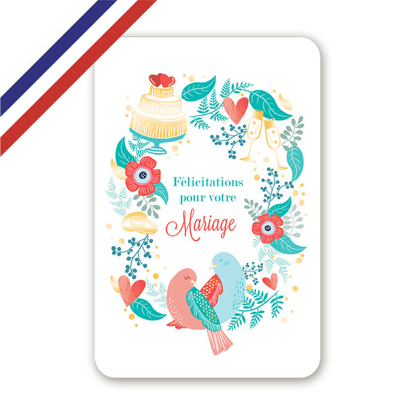 Carte félicitations de mariage - oiseaux