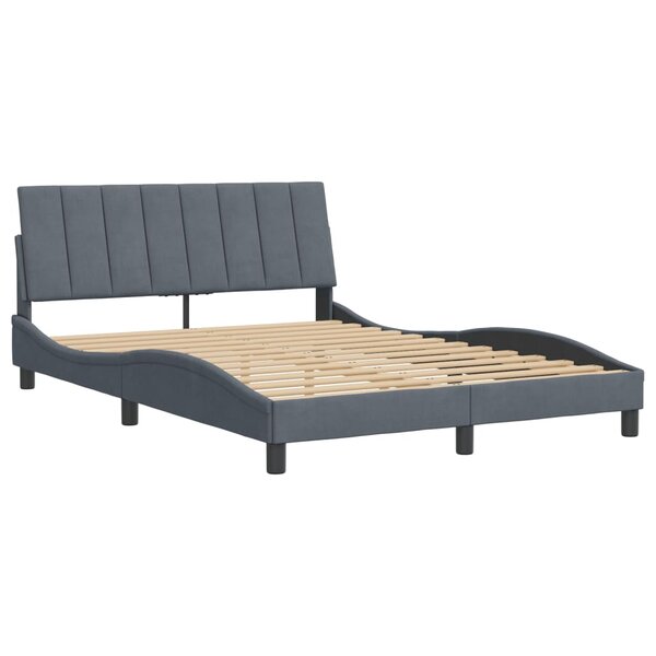 vidaXL Cadre de lit avec tête de lit Gris foncé 140x200 cm Velours