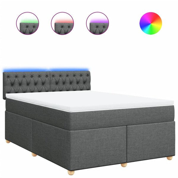 vidaXL Sommier à lattes de lit avec matelas Gris foncé 140x200cm Tissu