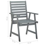 vidaXL Chaises à manger d'extérieur lot de 3 Gris Bois d'acacia