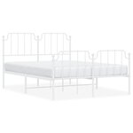 vidaXL Cadre de lit métal avec tête de lit/pied de lit blanc 150x200cm