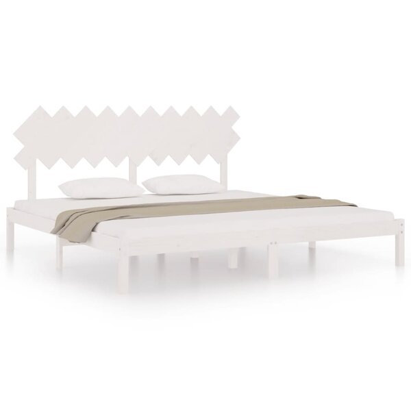 vidaXL Cadre de lit Blanc 200x200 cm Bois massif