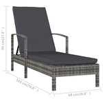 vidaXL Chaise longue avec accoudoirs Résine tressée Gris