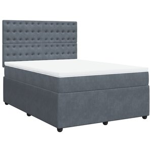 vidaXL Sommier à lattes de lit et matelas Gris foncé 160x200cm Velours