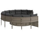 vidaXL Canapé de jardin avec coussins rond gris résine tressée