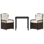 vidaXL Ensemble de Salle à Manger de Jardin de 3 Pièces Marron Poly Rattan