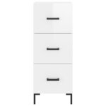 vidaXL Buffet haut Blanc brillant 34 5x34x180 cm Bois d'ingénierie