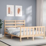 vidaXL Cadre de lit avec tête de lit 120x200 cm bois massif