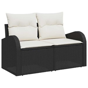 vidaXL Ensemble de Canapés avec coussin 6 Pièces Noir et Blanc polyrotin