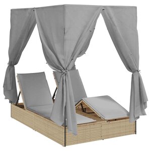 vidaXL Transat double Réglable Gris 205 x 129 x 200 cm polyrotin