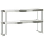 vidaXL Étagère de table de travail à 2 niveaux 110x30x65 cm inox