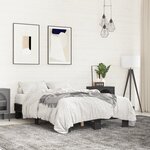vidaXL Cadre de lit noir 135x190 cm bois d'ingénierie et métal