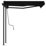 vidaXL Auvent rétractable automatique et poteaux 3x2 5 m Anthracite