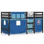 vidaXL Lit mezzanine enfants et rideaux bleu 90x190cm bois pin massif