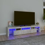 vidaXL Meuble TV avec lumières LED Gris béton 200x36 5x40 cm