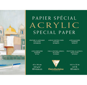 Bloc Acrylique 42x56 360g blanc 10F encollé 4 côtés CLAIREFONTAINE