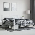 vidaXL Cadre de lit métal avec tête de lit/pied de lit blanc 160x200cm