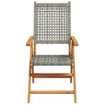 vidaXL Chaises inclinables de jardin lot de 8 gris rotin bois massif