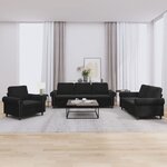 vidaXL Ensemble de canapés 3 Pièces avec coussins Noir Velours