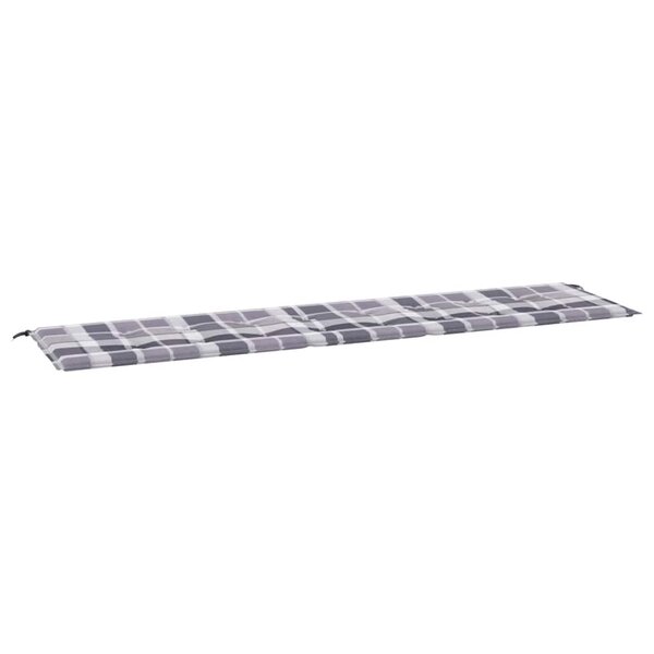 vidaXL Coussin de banc de jardin motif à carreaux gris 200x50x4 cm