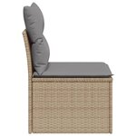 vidaXL Canapé de jardin sans accoudoirs coussins beige résine tressée