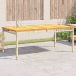 vidaXL Table de jardin beige 180x90x75 cm résine tressée et acacia