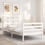 vidaXL Cadre de lit avec tête de lit blanc 90x200 cm bois massif