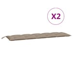 vidaXL Coussins de banc de jardin 2 Pièces taupe 180x50x7 cm tissu Oxford