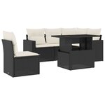 vidaXL Salon de jardin 6 Pièces avec coussins noir résine tressée