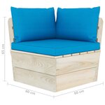 vidaXL Canapé palette à 4 places de jardin avec coussins Bois d'épicéa