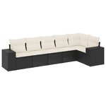 vidaXL Salon de jardin 6 Pièces avec coussins noir résine tressée