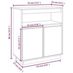 vidaXL Buffet Marron miel 70x34x80 cm Bois massif de pin