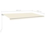 vidaXL Auvent automatique rétractable avec poteaux 6x3 m Crème