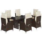 vidaXL Ensemble à manger de jardin et coussins 7 Pièces marron rotin